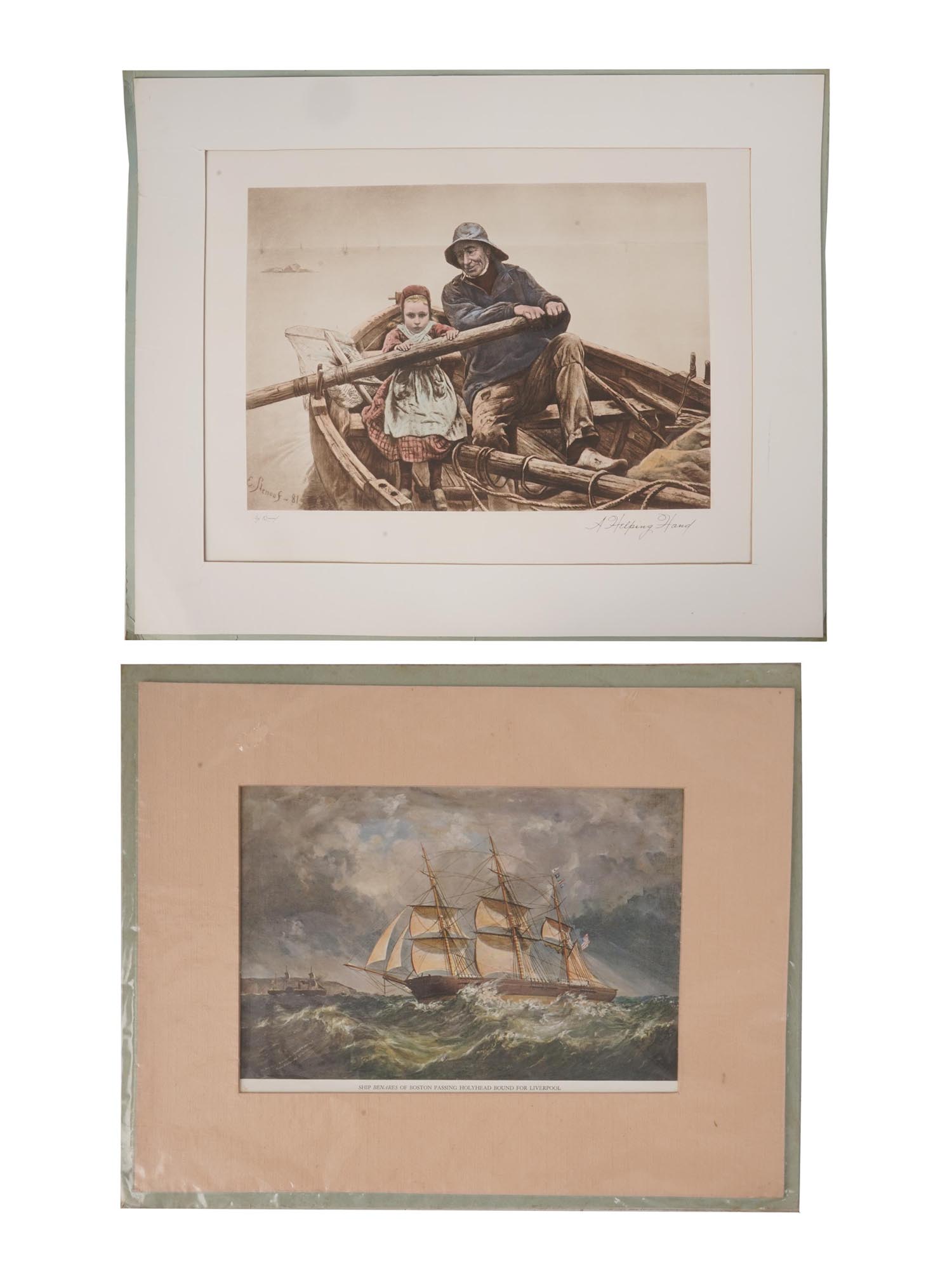 TWO ANTIQUE NAUTICAL ARTWORK PRINTS PIC-0